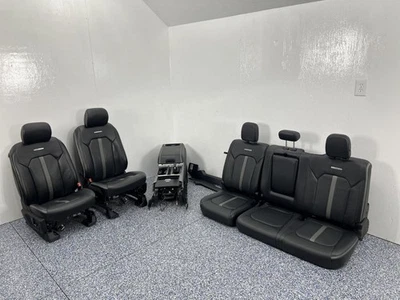 2018 Ford F-150 Pickup Platinum Front Rear Black Leather Seats Console   870067 - Image 1 of 4