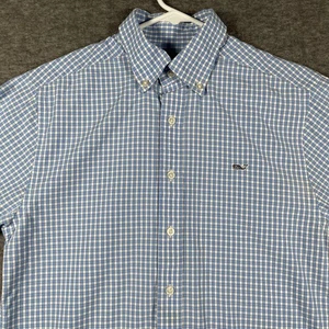 Vineyard Vines Hemd Herren Small Blau Weiß Gingham Slim Fit Wal Button Down - Bild 1 von 9