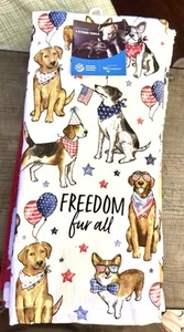 Humane Society FREEDOM FUR ALL Juego de cuatro toallas de cocina para perros 4 de julio nuevas con etiquetas - Imagen 1 de 5