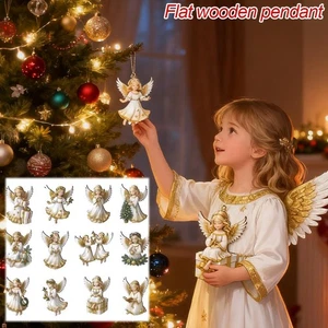 Vintage Weihnachtsengel Holzanhänger, künstliches U Holz hängend K., Q5E7 - Bild 1 von 12