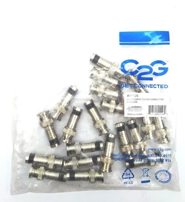 C2G BNC Compression Connector 41126 for Dual Shield RG6 Cable Pack of 20 - Image 1 of 4