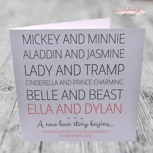 Personalised Engagement Congratulations Card Disney Couples - Picture 1 of 8