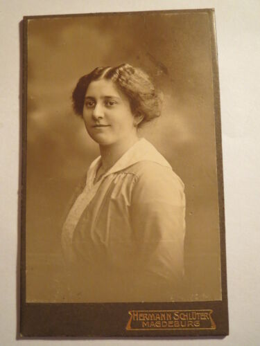 Magdeburg - Jadwiga Wagner - 1915 jako młoda kobieta w sukience - Portret / CDV