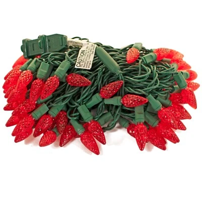 LEE DISPLAY LED Christmas Lights Red 70 Bulb C6 Sets 35FT Green Cord Indoor Outdoor String