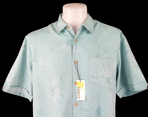 CUBAVERA Mens Turquoise Blue S/S HAWAIIAN SHIRT Ultrasoft - L - 48" - RRP £79 - Picture 1 of 12