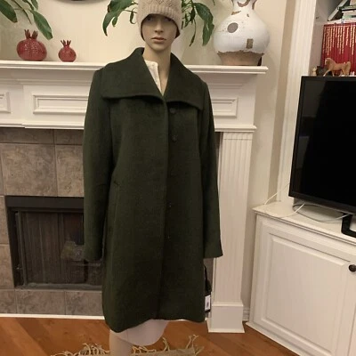 NWT Katherine Kelly Alpaca Wool Blend Wing Collar Hidden Snap Coat Size 14 $999 - Image 1 of 4