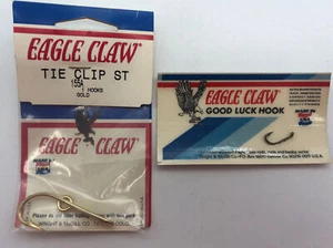 Eagle Claw Gold Tie Clip ST 155A and Good Luck Hook USA Wright McGill NIP - Picture 1 of 5