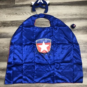 Kids Superhero Costume Cape Mask Bracelet Red White Blue America Captain Toddler - Picture 1 of 8