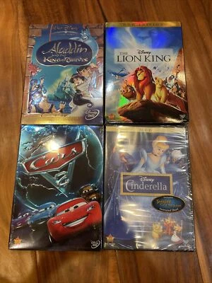 4 DVD Disney Movie Lot (All NEW SEALED) Cars 2 Cinderella Lion King Aladdin 2 - Image 1 of 2