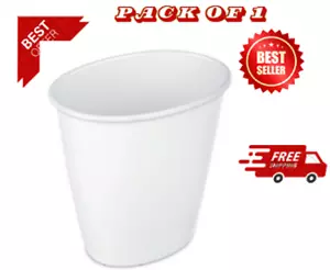 1.5 Gallon Plastic Trash Can Small Narrow Oval Garbage Bin Waste Basket White US - Picture 1 of 5