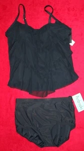St Tropez Black Ruffle Tier Tankini Top size 20W with Penbrooke Bottoms size 18W - Picture 1 of 1