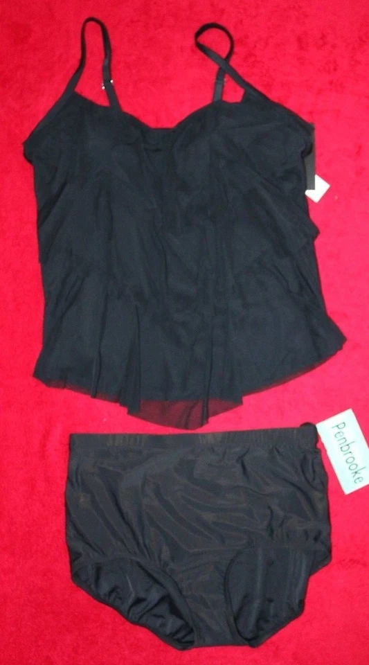 Camiseta Tankini St Tropez Nivel Volantes Negra Talla 20W con Parte Inferior Penbrooke Talla 20W Foto 1 de 1