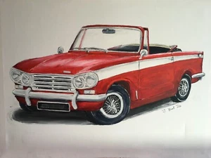 Ideal Gift Classic Triumph Vitesse Convertible 2.0 lt Original Painting - Picture 1 of 4