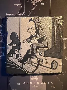 10x10cm SAW inspired Billy the Doll Horror Movie slate coaster (4") - Picture 1 of 6