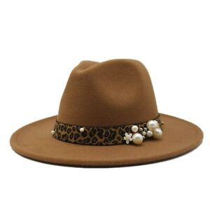 Luxury Ladies Hat Winter Wool Fedoras For Women Wide Brim Felt Ladies Jazz Hat