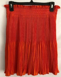 H&M Pleated Neon Orange Skirt Size 12 - Picture 1 of 4