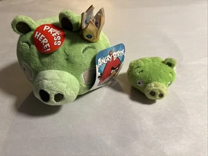 Angry Birds King Pig Green Piggie 5" Plush Stuffed Animal No Sound 2010 w/Small - Picture 1 of 7