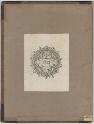 19th Century Engraved Armorial Bookplate of Alfred Milward on a Book Cover Foto 1 de 3