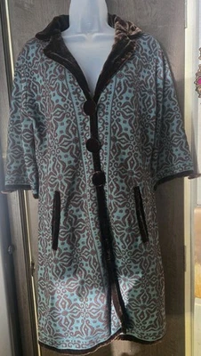 CHAQUETA LARGA COVELO SM AZUL MARRÓN BROCADO GUANTES JORDAN MARSH Foto 1 de 4