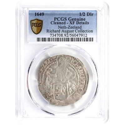 1649 Países Bajos Zelanda 1/2 Daalder, graduación profesional XF-limpiado, KM-30, fecha escasa Foto 1 de 3