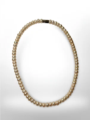 Collana Vintage in Perle d’Acqua Dolce 7,5 mm – 45 cm – 45,8 g – Elegante  - Immagine 1 di 4