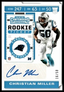 Boleto de novato Panini Contenders #252 2019 Christian Miller #/50 - Imagen 1 de 2