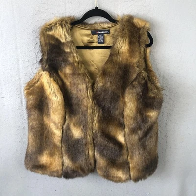 Chaleco Denim 24/7 Mujer 14W Marrón Imitación Piel Forrado Frente Abierto Plus Mobwife Artístico Foto 1 de 4