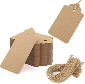150PCS Kraft Paper Gift Tags with Strings,Brown Blank Tags Hanging Labels for Gi - Picture 1 of 8