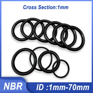 NBR Nitrile Rubber O Rings 1mm Cross Section 1mm-70mm ID Oil Resistant Seals  - Picture 1 of 12