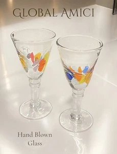 Fresh Global Amici mundgeblasen Harlekin verschmolzen Mosaik Glas Kelch - 2er Set - Bild 1 von 1