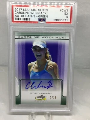 2017 Leaf Signature Auto Green #CW1 Caroline Wozniacki PSA 5 (Top Pop, Pop 1) - Image 1 of 3