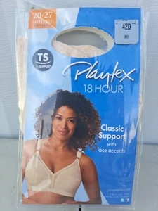 42D PLAYTEX 18 Hour Bra 20/27 Wirefree Ultimate Lift True Support • BEIGE - Picture 1 of 2