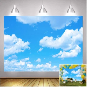 Blue Sky White Clouds Theme Photography Backdrops 7X5Ft Clear Sky Kids Birthday - Picture 1 of 12