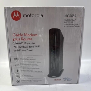 Motorola MG7550 16x4 High Speed Cable Modem z kablem zasilającym i Ethernet - Zdjęcie 1 z 4