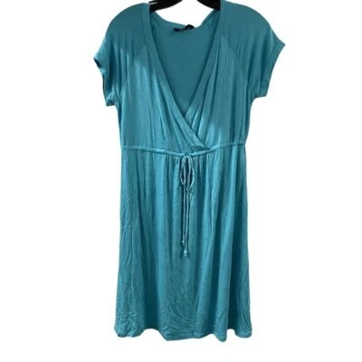 NWT Nicole Miller Dress Elastic Waist Womens M Teal Blue Casual SPF 50+ Fabric - Image 1 of 4
