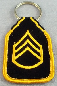 US Army Staff Sergeant E-6 Rank Embroidered Keychain - Picture 1 of 1