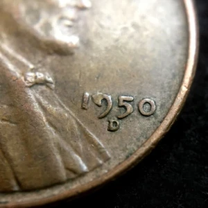 1950 D Lincoln Wheat Penny DIE Clash Obverse Crashed Year Mint Error - Picture 1 of 3
