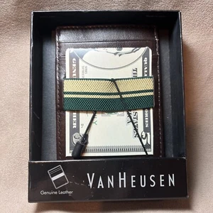 GENUINE LEATHER BROWN VAN HEUSEN.. ID / CREDIT CARD / MONEY HOLDER... NEW - Picture 1 of 5