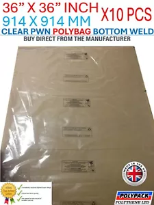 10 bolsas grandes de plástico de polietileno transparente 36"" x 36"" 120 g nota de advertencia impresa - Imagen 1 de 9