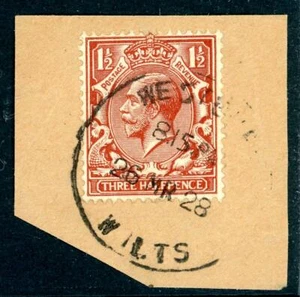 1928 GB Wiltshire Westbury skeleton postmark on piece - Imagen 1 de 1