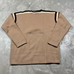 Vintage Obermeyer Ski Striped Sweater M Brown Beige Wool 70s 80s - Picture 1 of 9