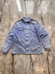 Vintage 1960s 70s French Workwear Sanfor Thrashed Sun Faded Chore Jacket Size 52 - Picture 1 of 11