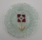 Vintage MCM 1965 Artist Anne Tobler  Crackle Fused Glass Red Flower Dish Signed