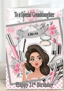 Personalised Birthday Card Make up granddaughter daughter sister niece girls - Bild 1 von 2