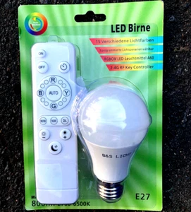 E27 Dimmbar RGB Bunte LED Birne Farbwechsel Lampe Glühbirne mit Fernbedienung - Bild 1 von 2