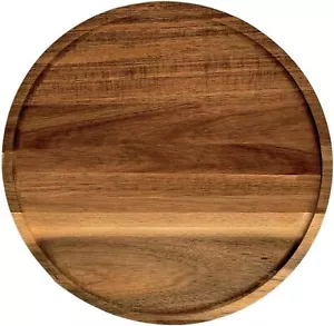 PINXIURY 13.8 Inch Round Wooden Decorative Serving Tray for Coffee Table and for - Picture 1 of 1