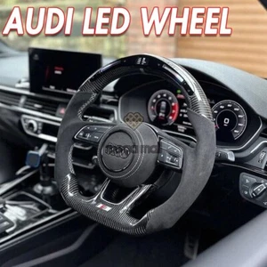 LED Carbon Fiber steering wheel For Audi 2017-2021 A3 A4 A5 S3 S4 S5 Q5 SQ5 Q2 - Picture 1 of 7