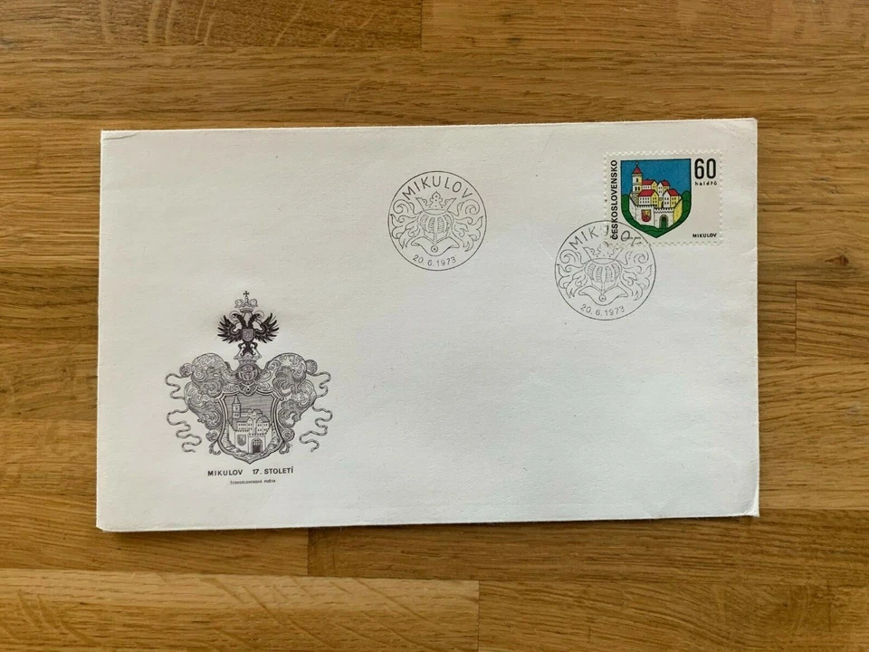 CHECOSLOVAQUIA 1973 FDC ESCUDO DE ARMAS CIUDAD MIKULOV Foto 1 de 1