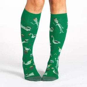 Can't Pinch This Women's Knee High Socks Sock It To Me Irish Cat Pug Fashion New - Picture 1 of 3