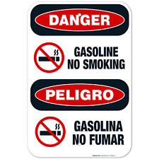 Gasoline No Smoking Bilingual Sign, OSHA Danger Sign, (SI-3986)